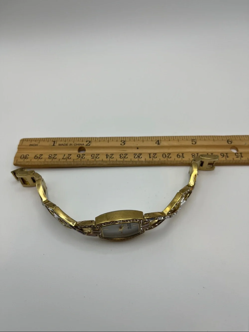 Badgley Mischka Gold Crystal-Accented Women's Bracelet Watch
